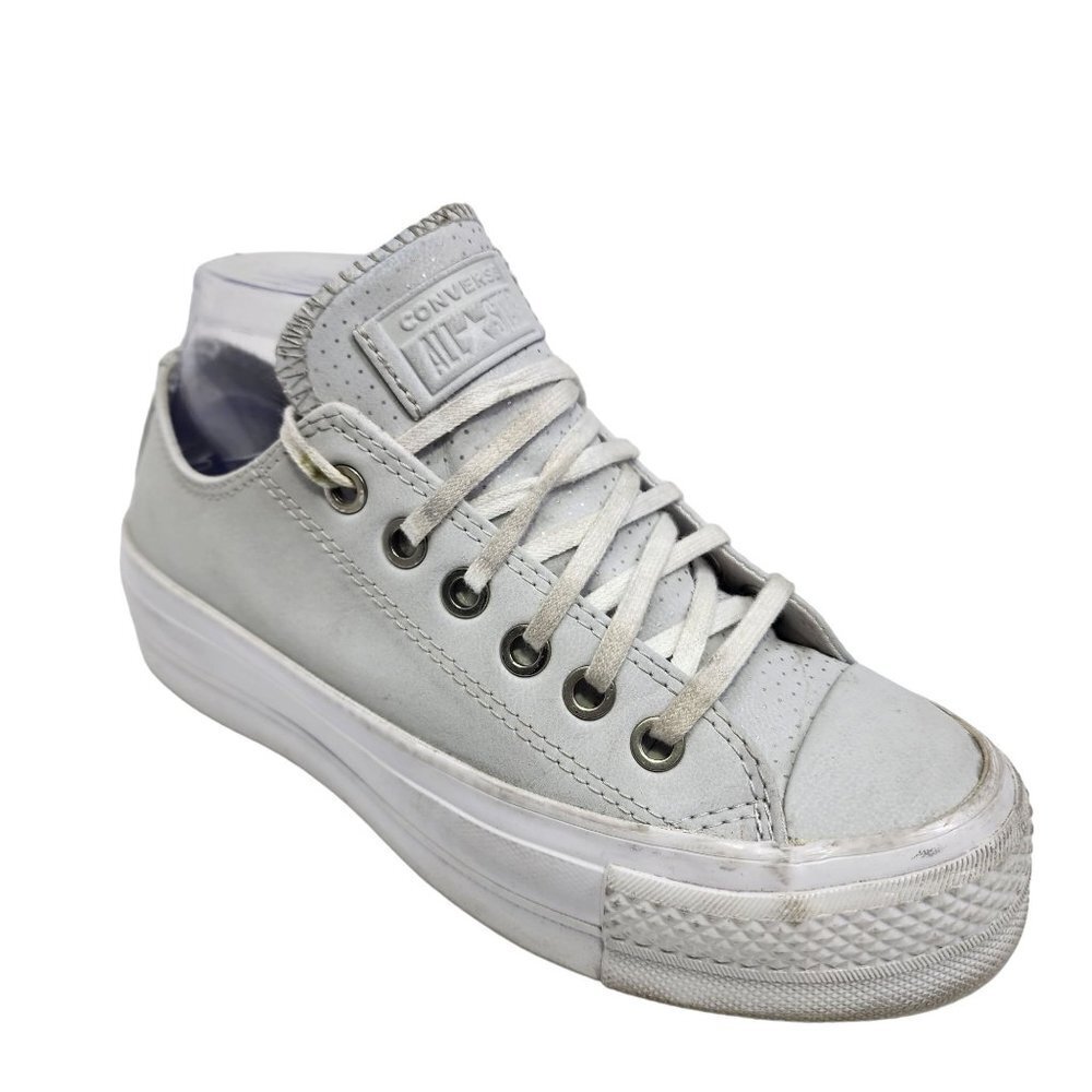 Converse CTAS Lift Platform Shoes White with‎ Silver Dots Women's Size 5.5
